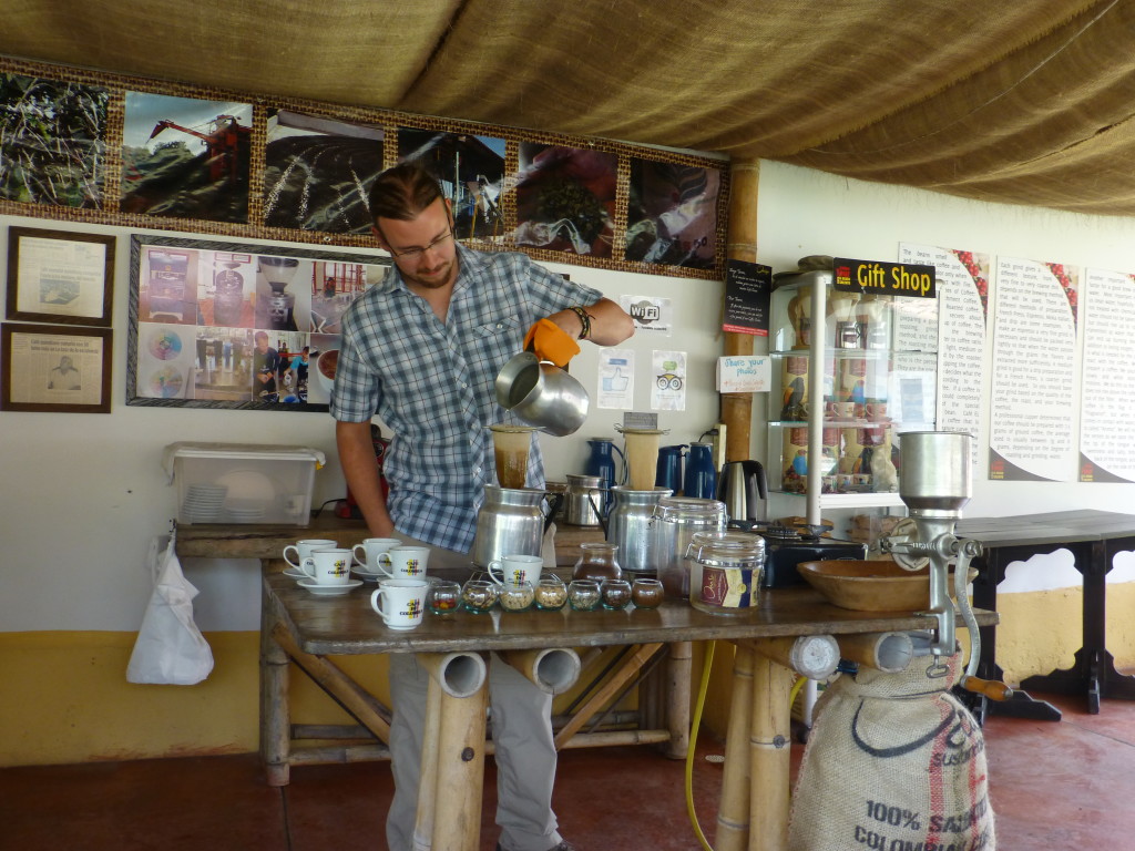Chris making coffee at the finca