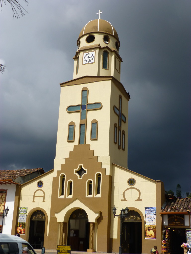 The church in the central plaza of Salento