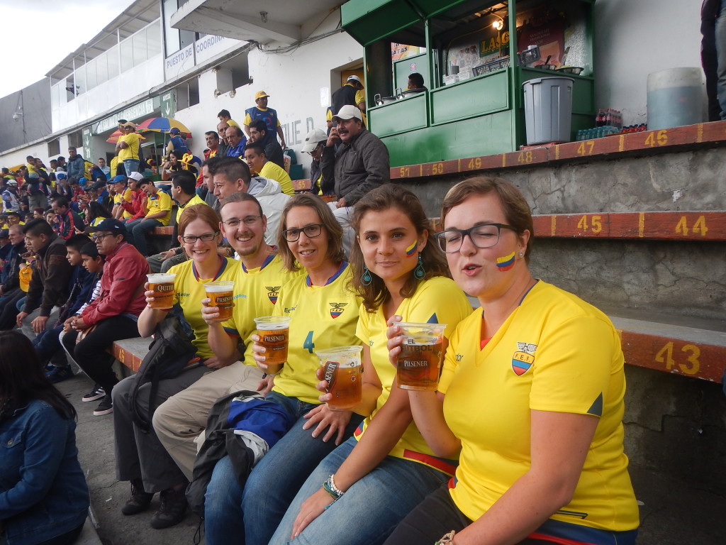 Enjoying a beer before the heavens opened