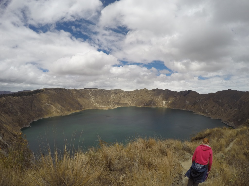Alex walking the Quilotoa rim path