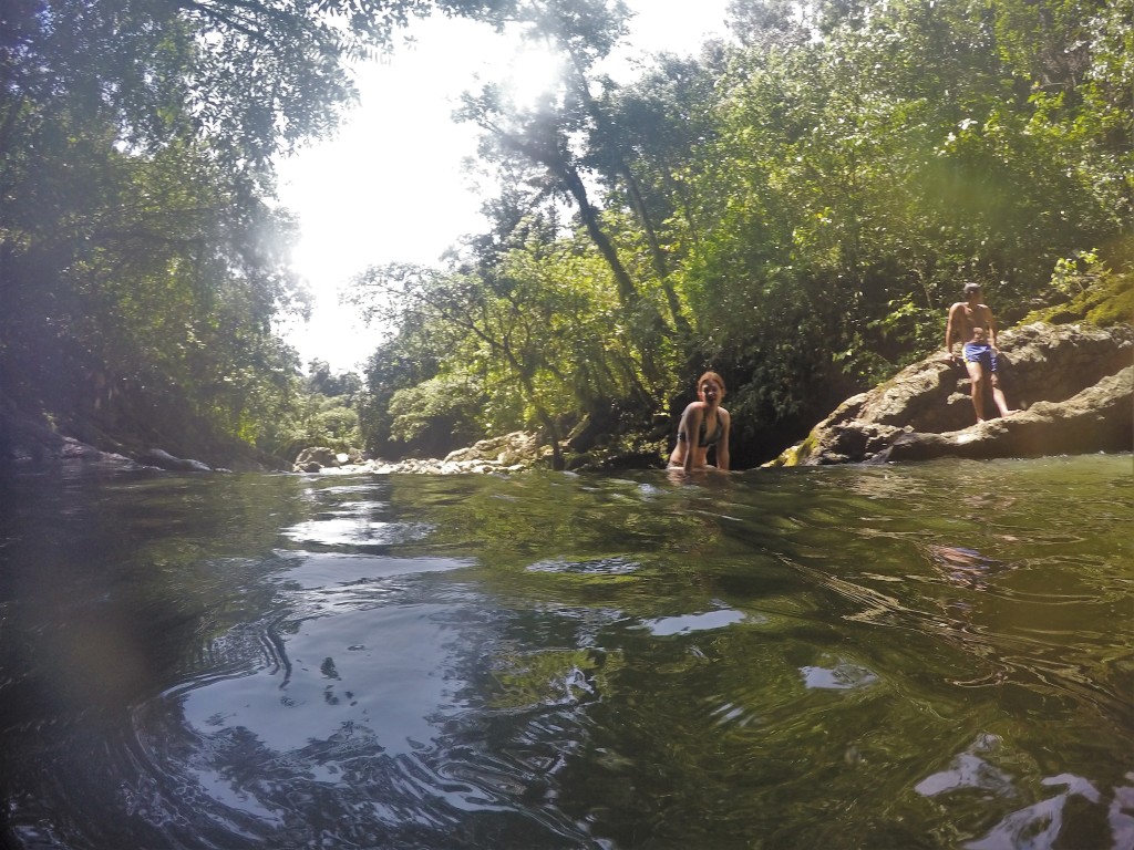 Alex takes a dip in the natural pools