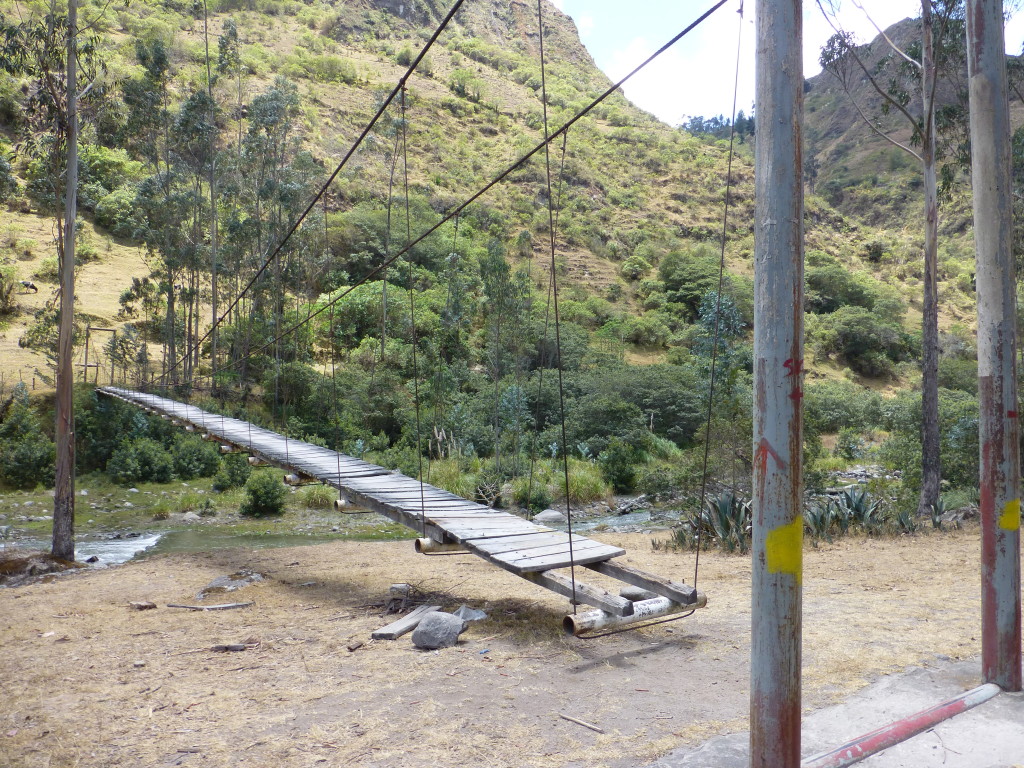 A suspension bridge, quite literally as the walkway is not touching the ground
