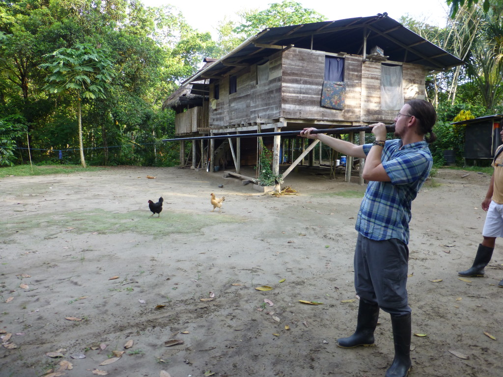 Chris trying a blowpipe