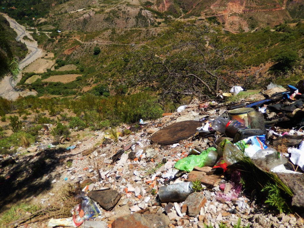Trash in a beautiful valley