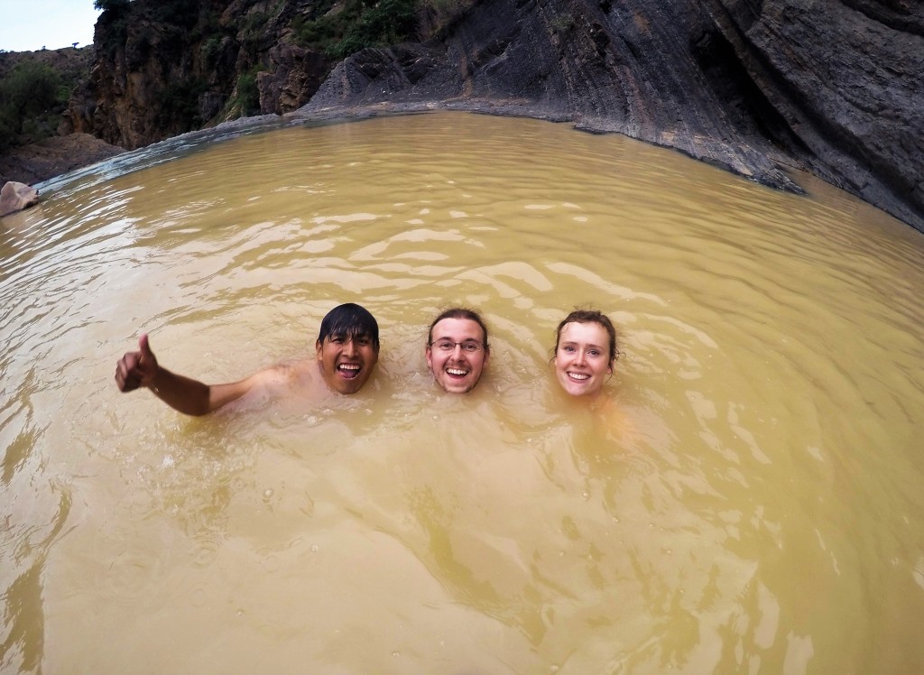 Taking a dip in the lovely brown pools