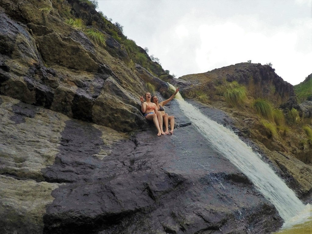 The girls getting ready to jump