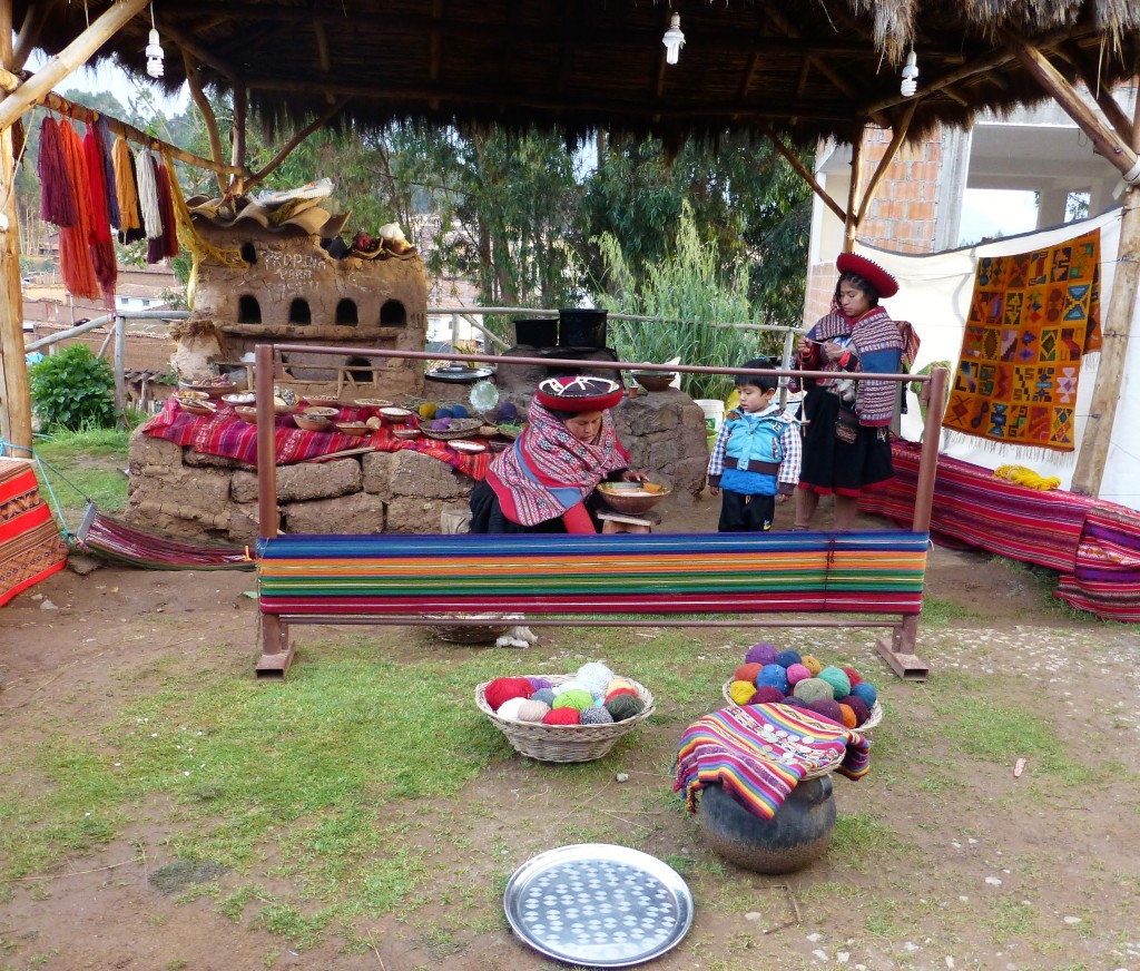 Traditional tapestry demonstration at Chinchero