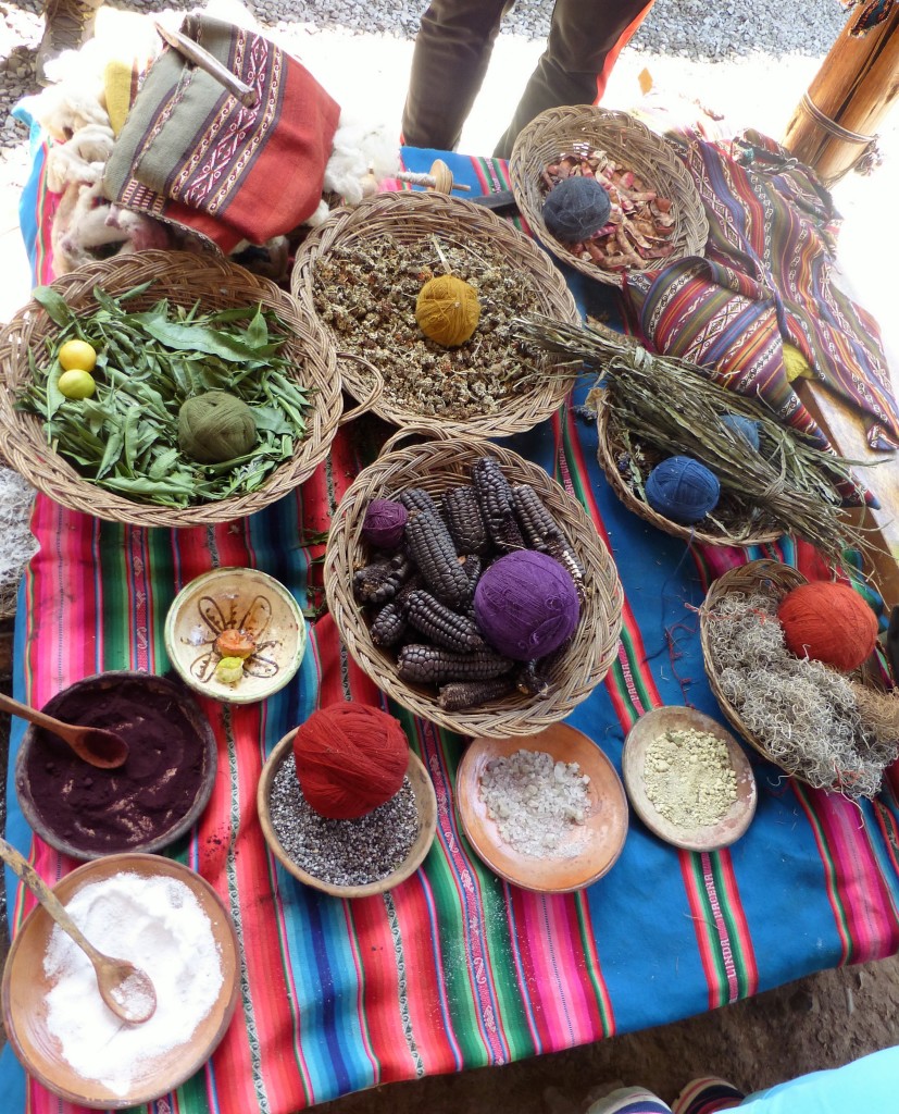 Traditional plants and minerals used for dying wool