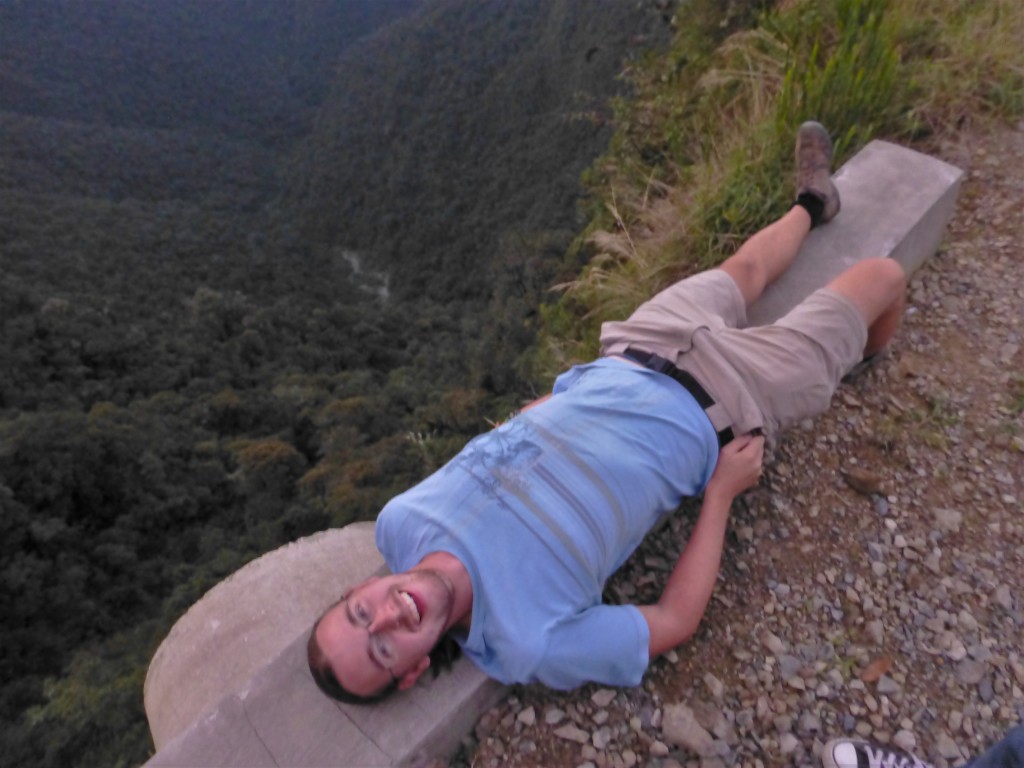 Chris on the edge of Death Road