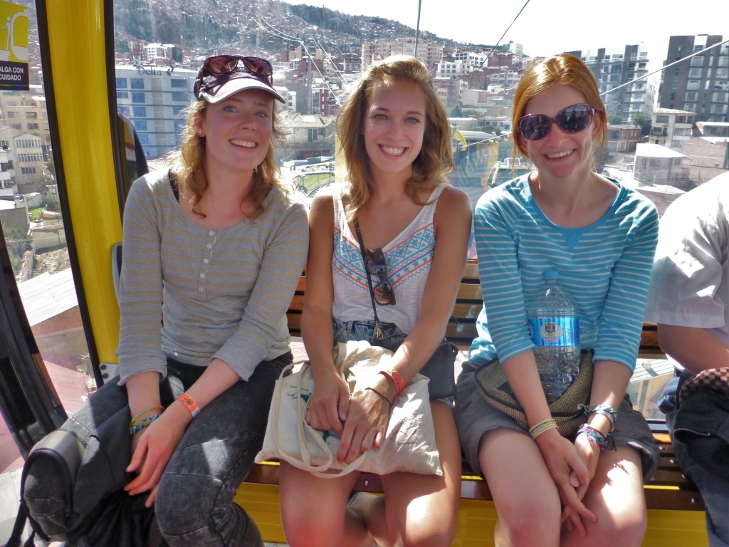 On the cable car with Jacqueline, Ana and Alex