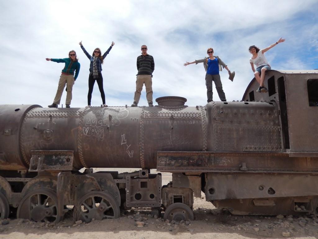 Posing at the train graveyard outside Uyuni