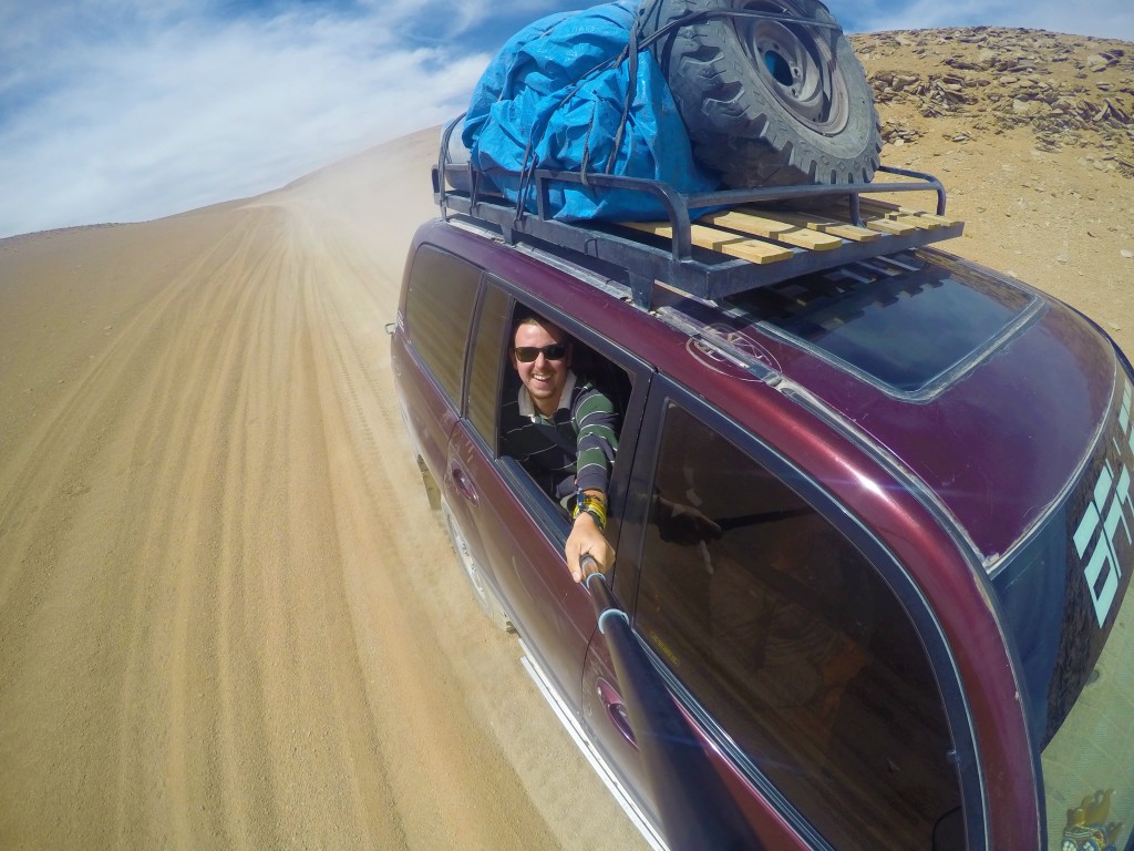 Driving through the desert