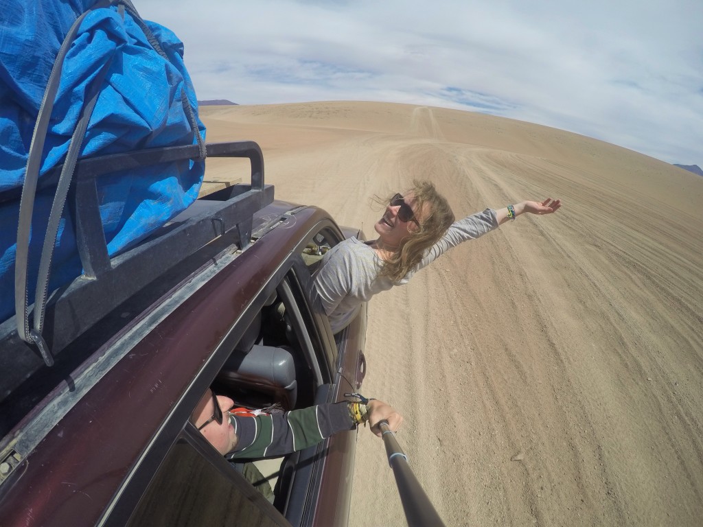 Driving through the desert