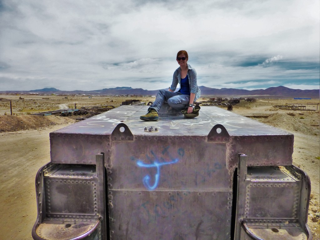Hanging out on a train in the desert