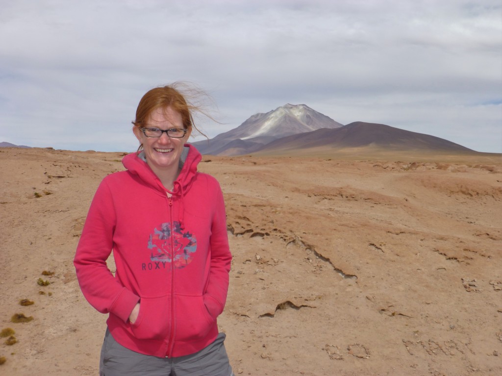 Alex in front of a volcano