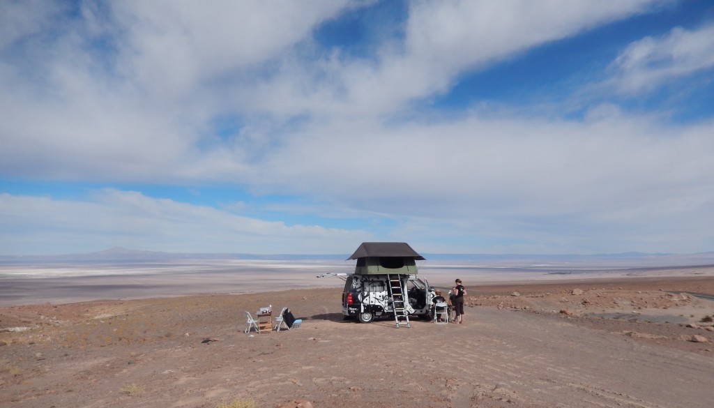 Our camping spot overlooking the Salar de Atacama