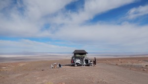 Our camping spot overlooking the Salar de Atacama