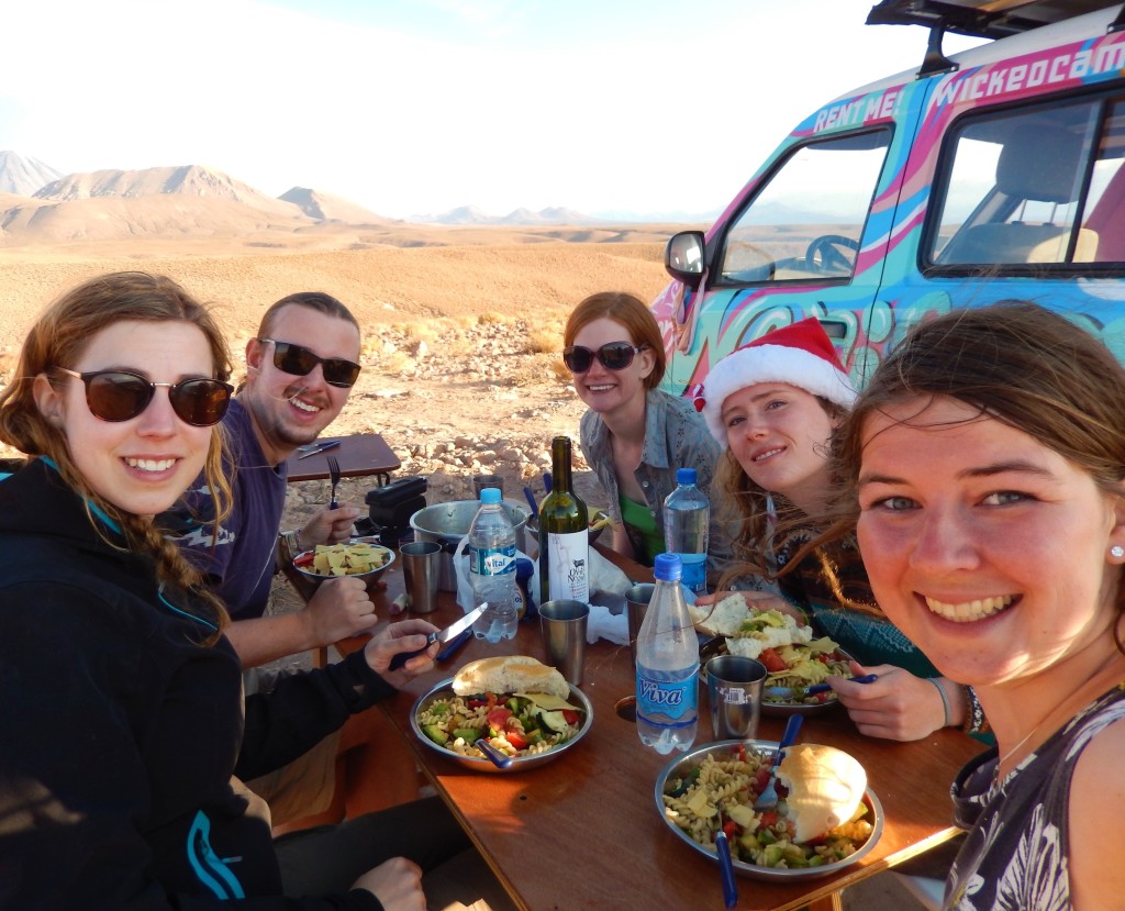 Christmas Day dinner with volcanoes in the background