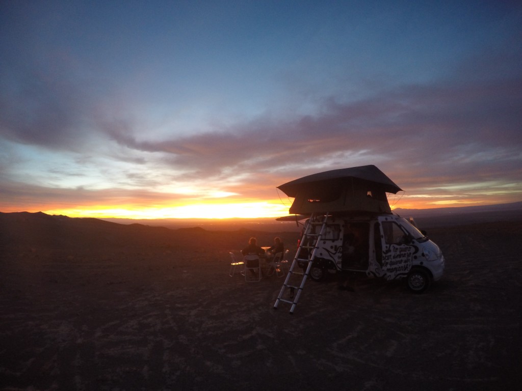 The sun setting over the Salar de Atacama
