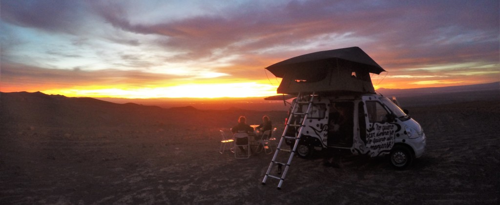 The sun setting over the Salar de Atacama