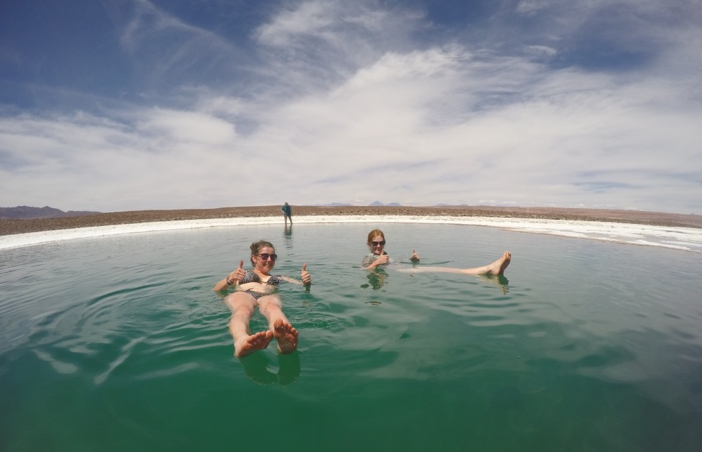 Floating in the salt at Lagunas Baltinache