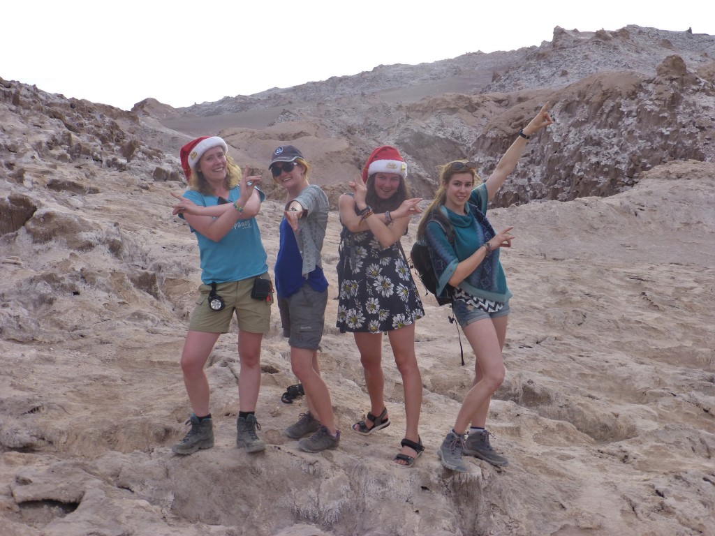 The girls posing at Valle de la Luna