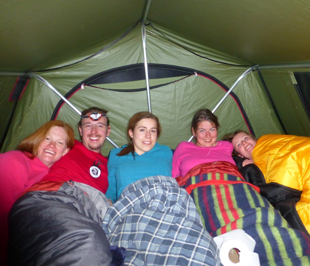 It was cosy in the tent on Marilyn's roof