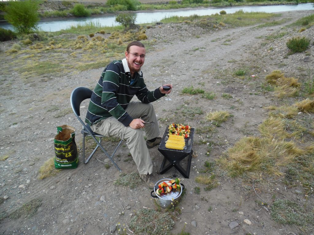 Camping by a river near Gobernador Gregores