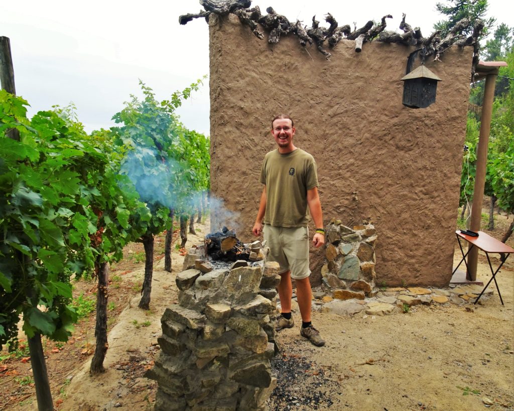Chris cooking up a BBQ in the vineyard