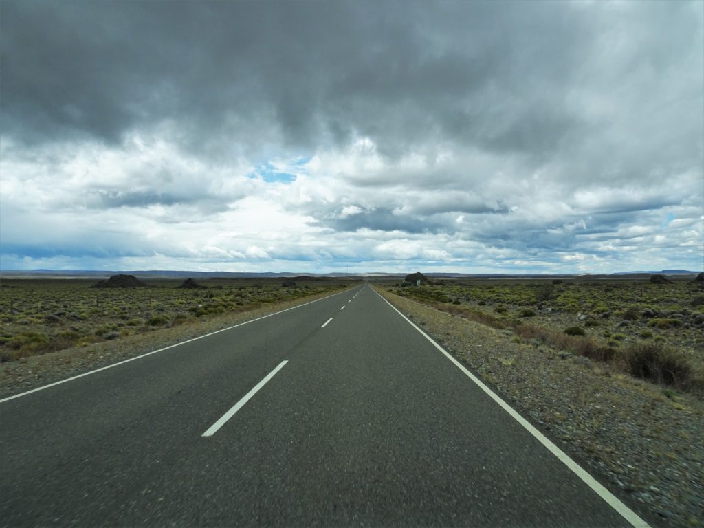 A long straight road in Argentinian Patagonia