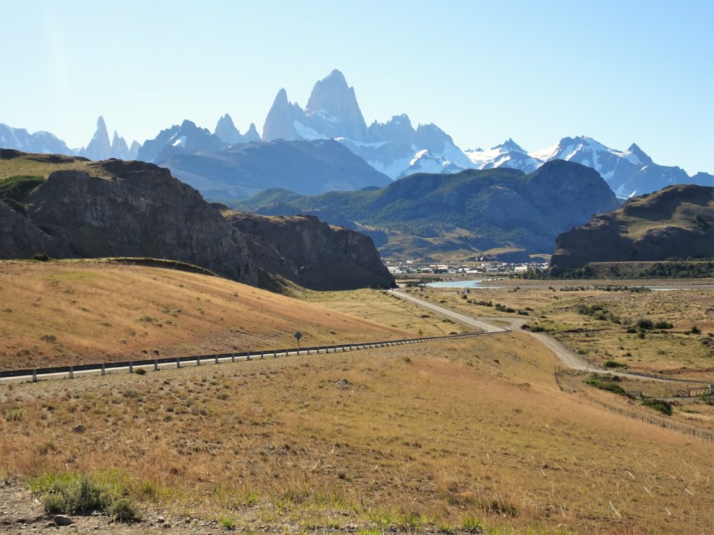 Our first view of El Chalten and mount Fitz Roy