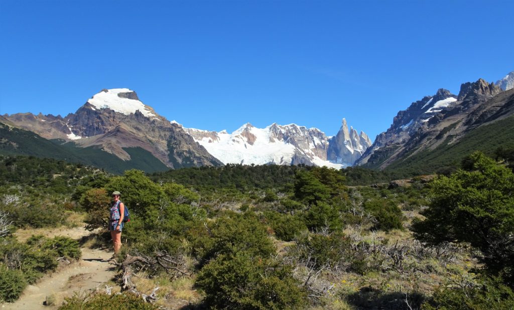 Walking around El Chalten with Cerro Torre in the background