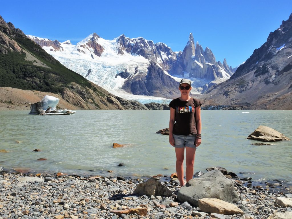 In front of Laguna Torre with Cerro Torre in the background