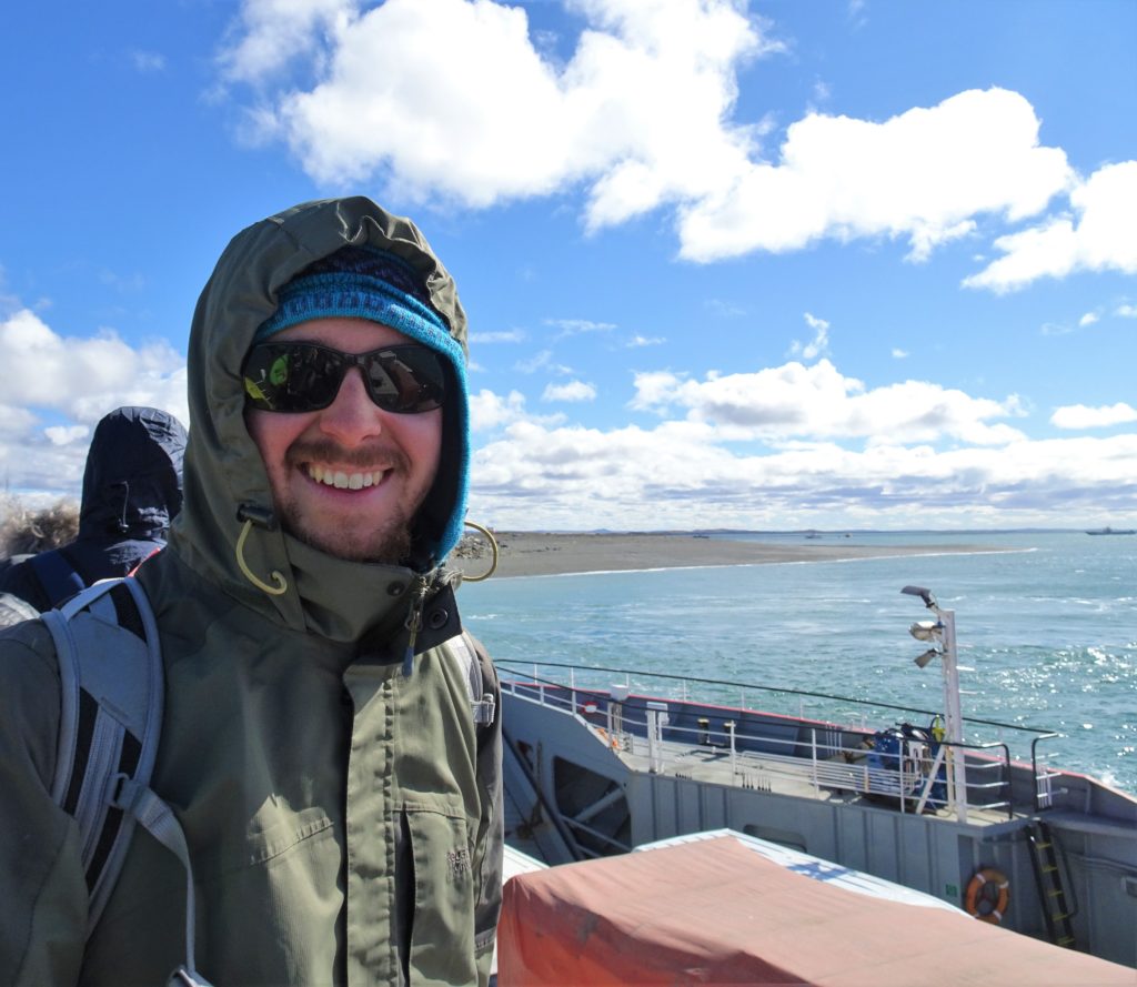 Chris on our ferry across the Magallanes Straits