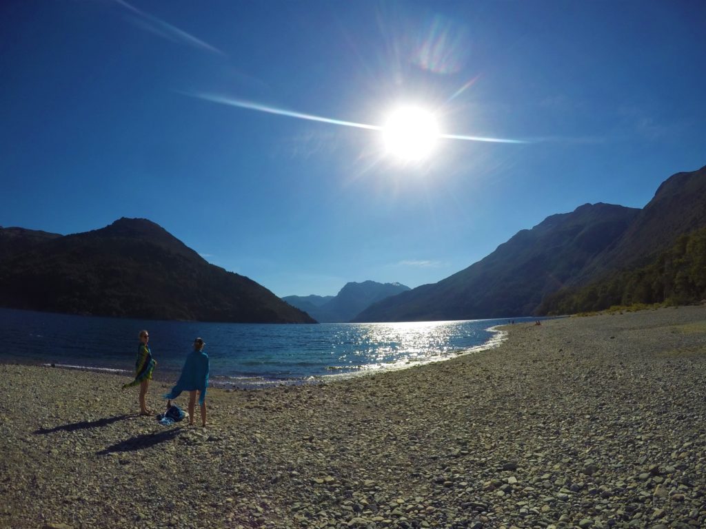 On the pebble beach at Lago Futalaufquen