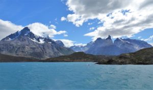 The view from the Catamaran whilst crossing Lago Pehoé