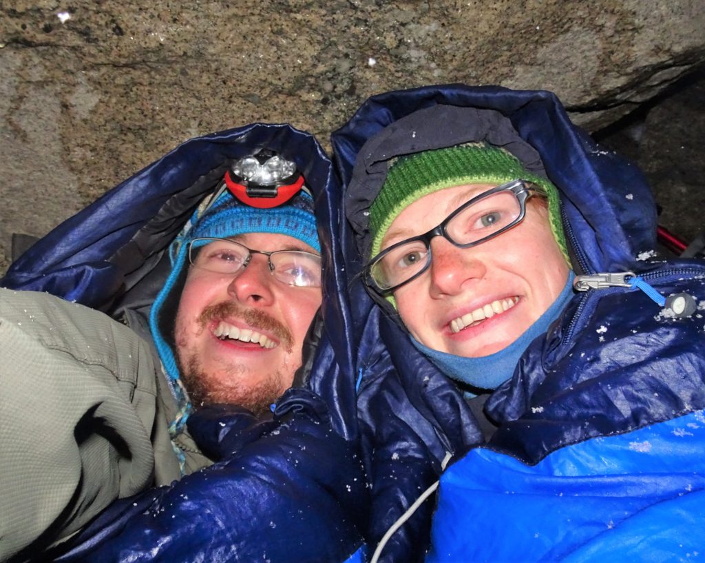 Day 5: 06:24 finally at the top after climbing an hour in the dark but it's snowing