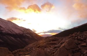 The sunrise decent back down to Campamento Torres