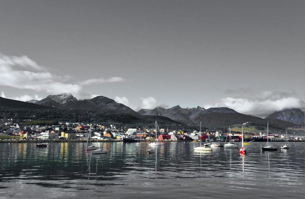 The view back across the harbour, Ushuaia