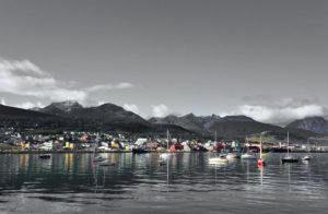 The view back across the harbour, Ushuaia