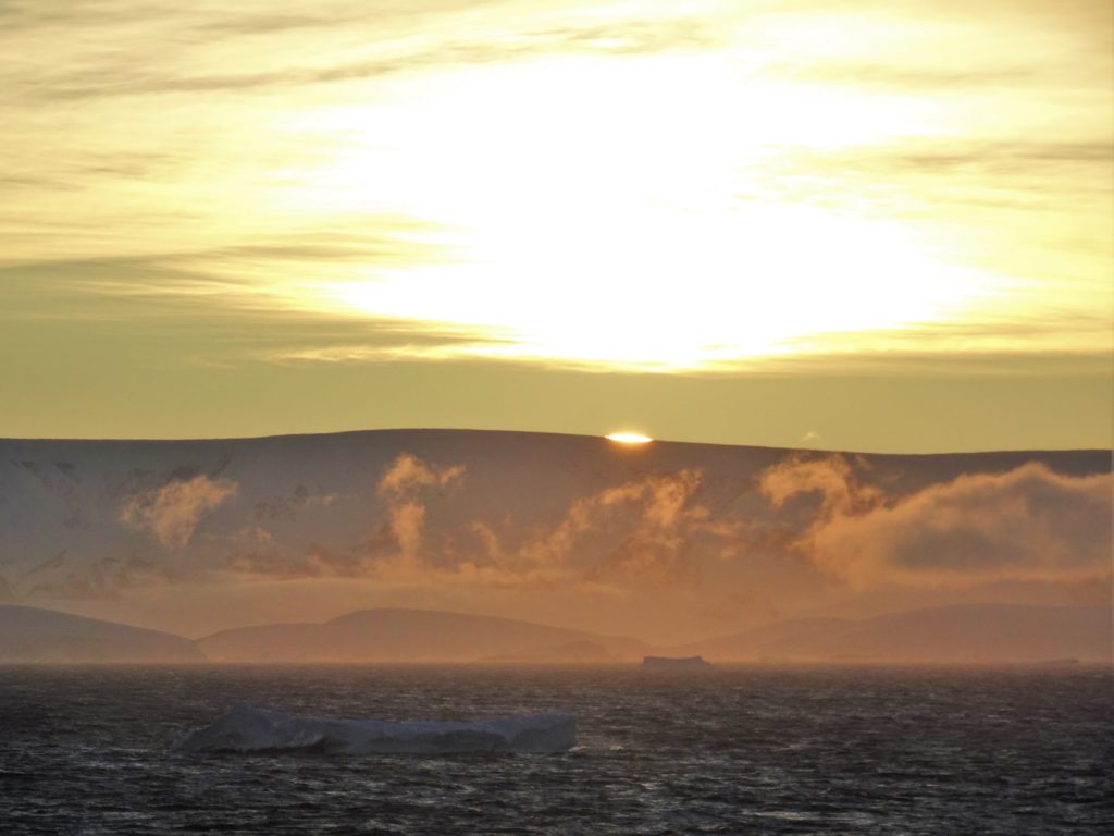 Sunrise over the Antarctic peninsula