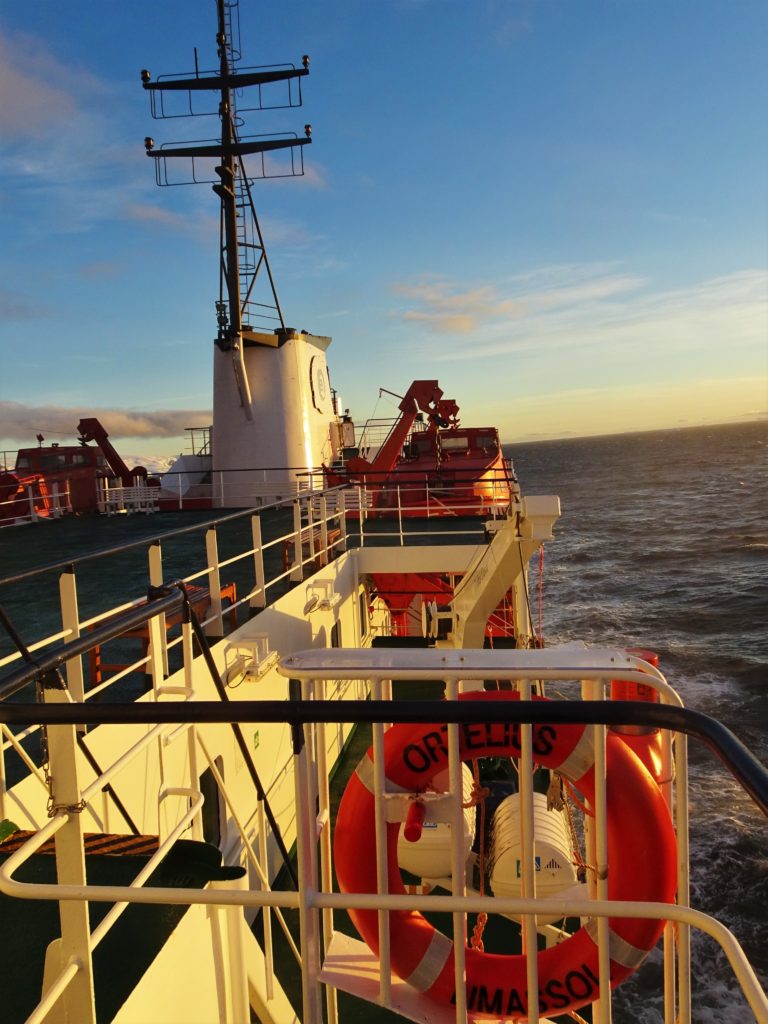 The Ortelius at sea