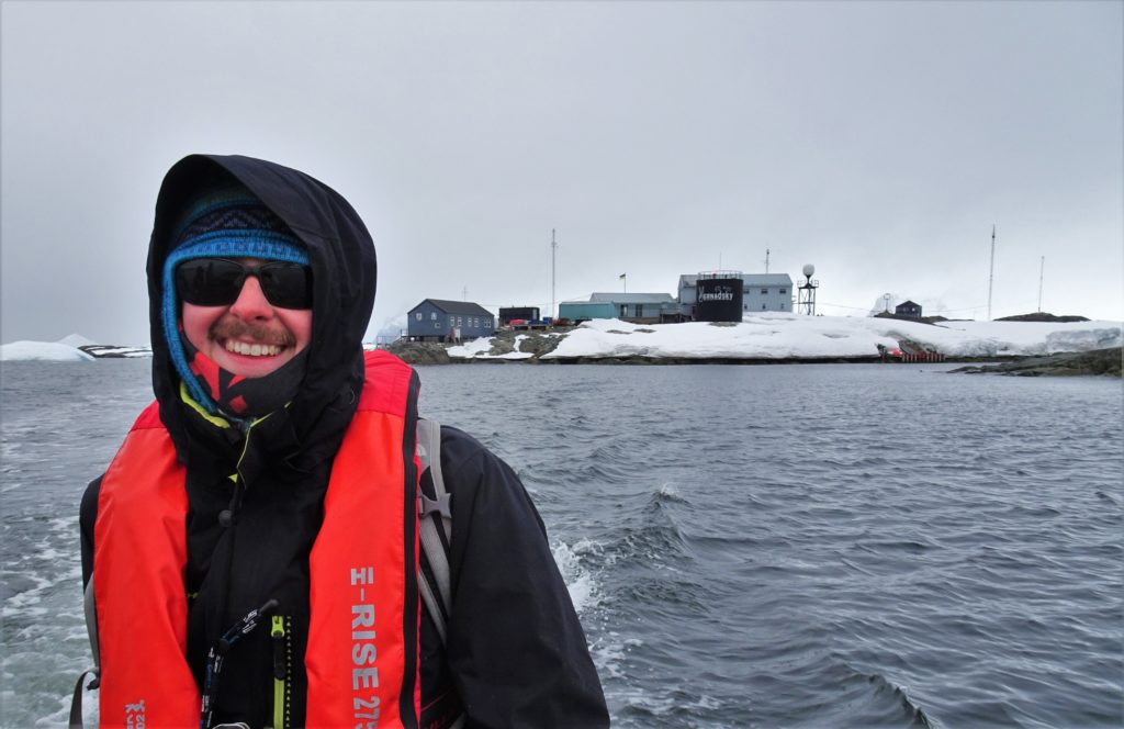 Chris on a zodiac from Vernadsky Base