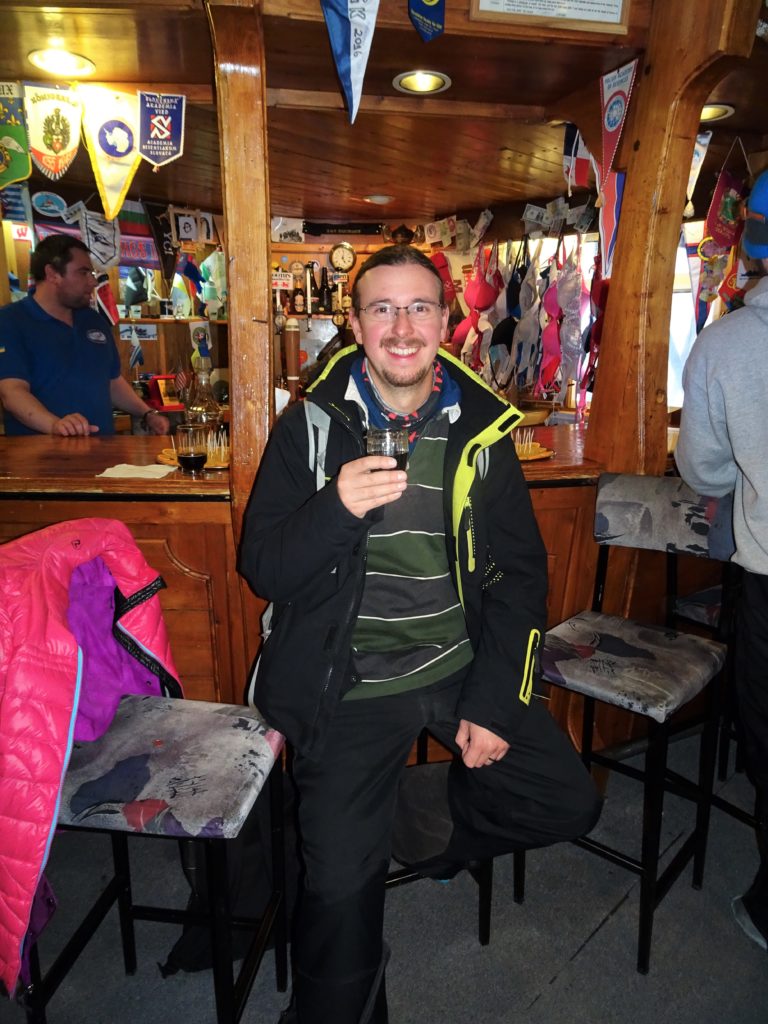 Chris at the bar in Vernadsky Base