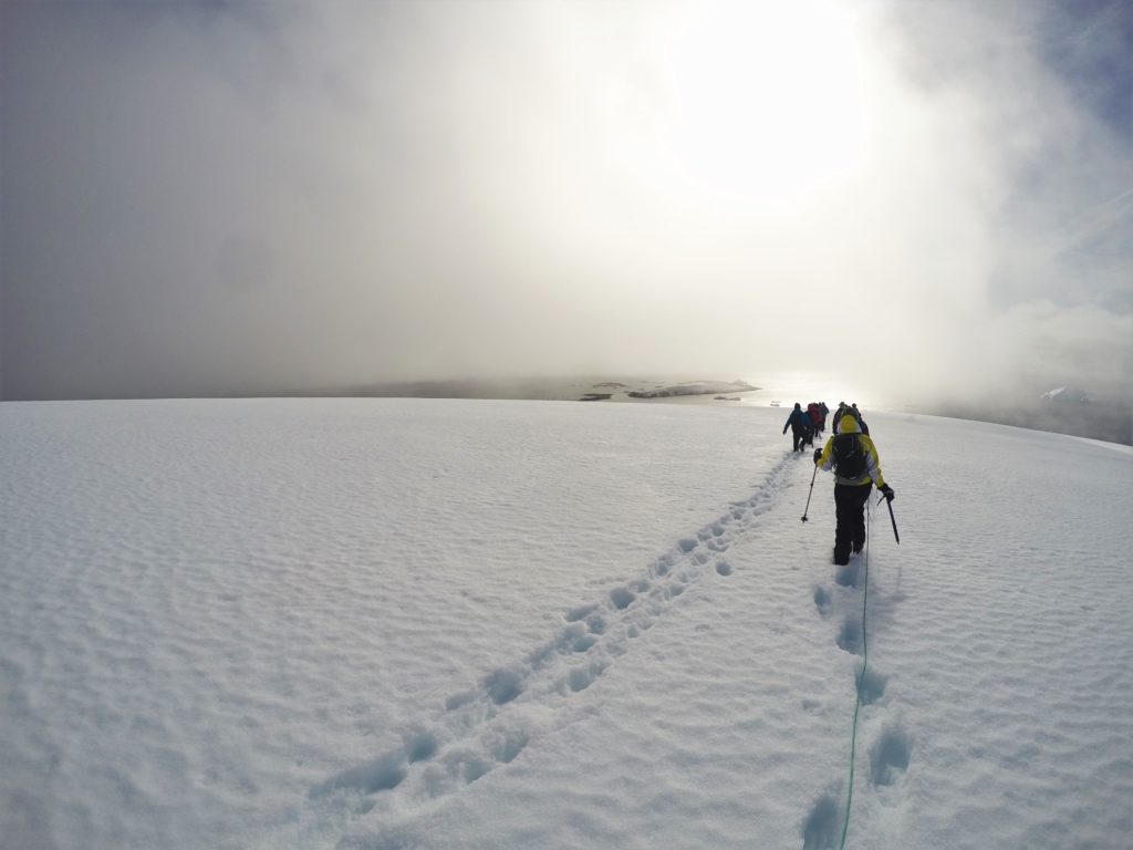 Hiking into the mist