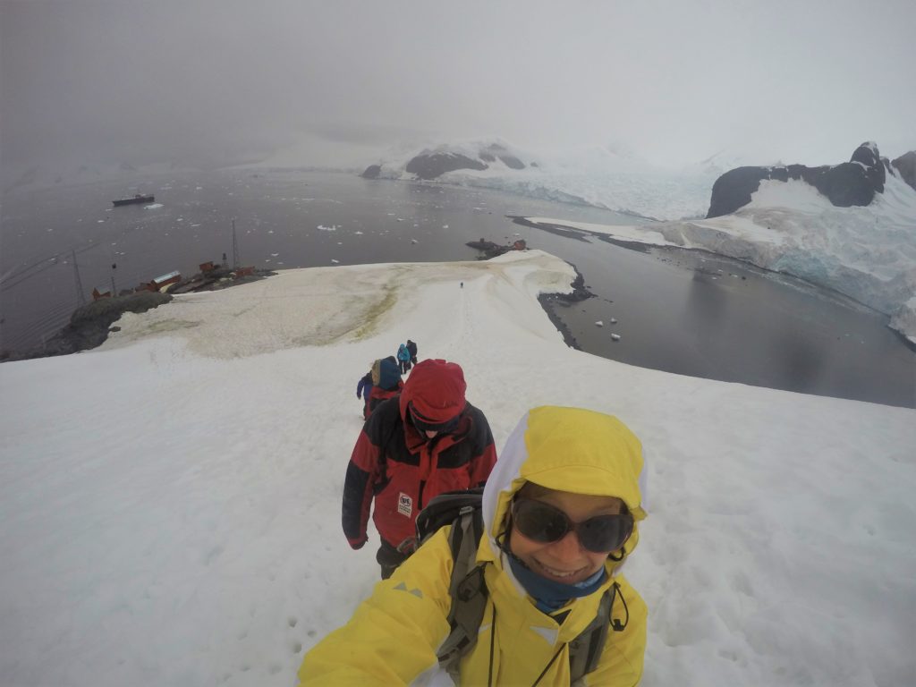 Climbing the hill at Base Brown