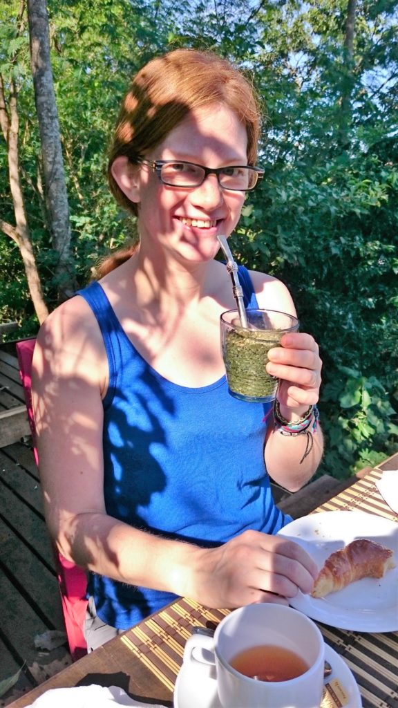 Enjoying a breakfast Maté on the terrace