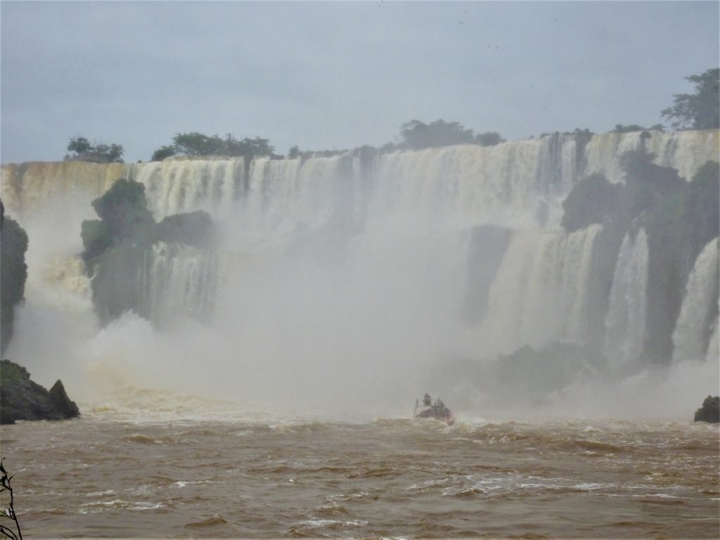 Waiting for our boat-ride into the waterfall