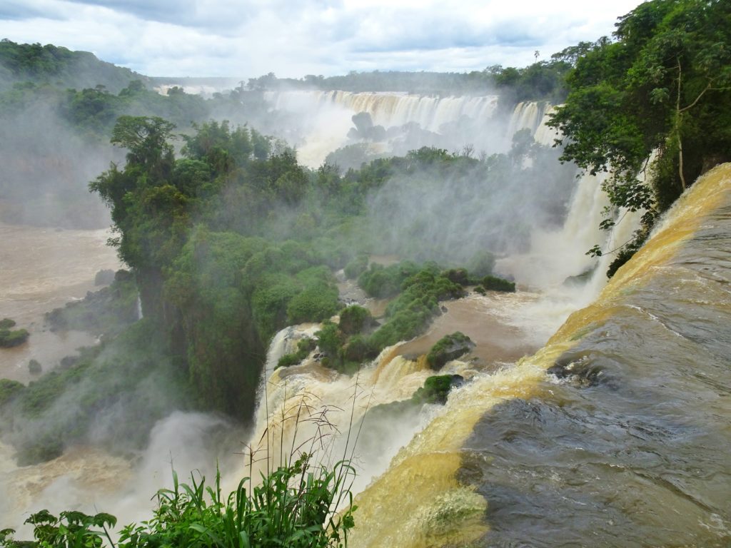 The paths cross right over the falls, with the roar and spray of the water all around you