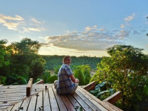 Chris at sunset on the deck of our AirBnB